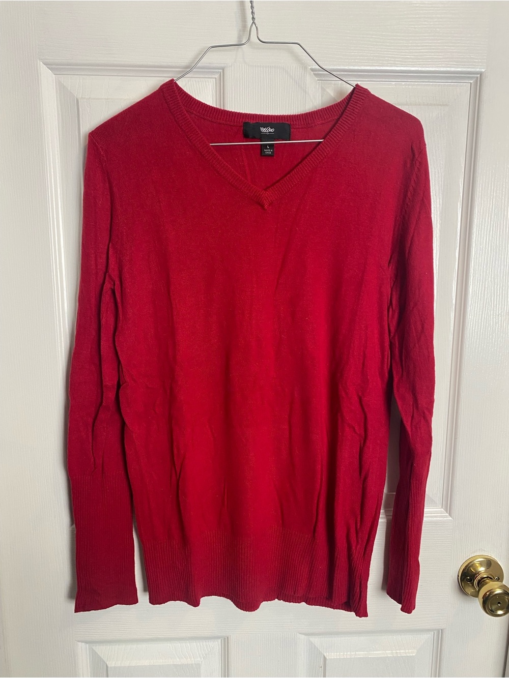Women's Red V-Neck Sweater Top